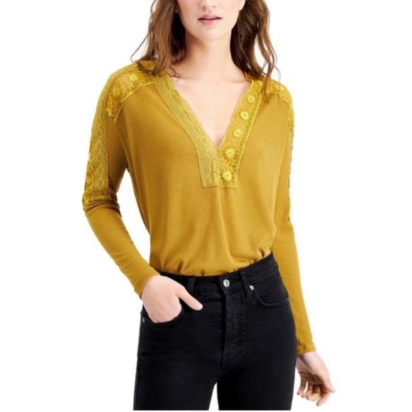 Free People Tops - Free People Lola Lace Trim V-Neck